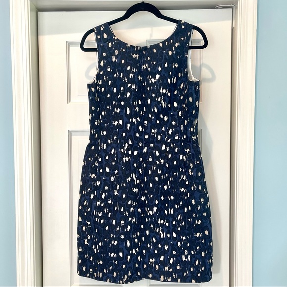 NWOT Kate Spade Navy Autumn Leopard Domino Sheath Dress - Picture 2 of 4